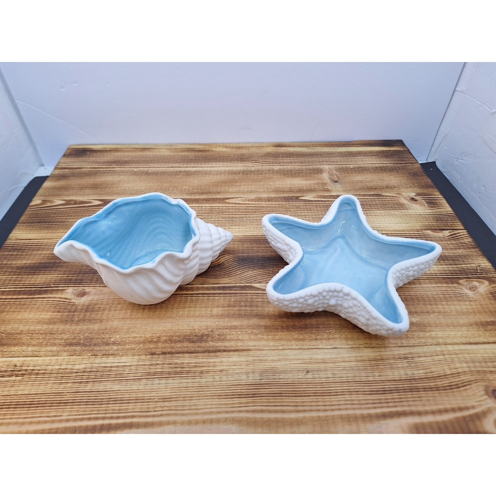 X2 Ceramic Craft Small Jewelry Dish Tray Vanity Decoration Earrings Necklace Lot